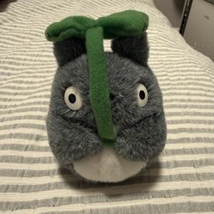 Gray Totoro with Green Leaf Plush